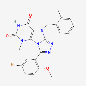 molecular formula C22H19BrN6O3 B2559900 8-(5-溴-2-甲氧基苯基)-1-甲基-5-[(2-甲基苯基)甲基]嘌呤[8,9-c][1,2,4]三唑-2,4-二酮 CAS No. 921858-86-8