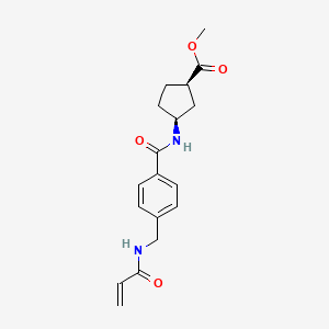 molecular formula C18H22N2O4 B2559913 Methyl (1R,3S)-3-[[4-[(prop-2-enoylamino)methyl]benzoyl]amino]cyclopentane-1-carboxylate CAS No. 2361890-10-8