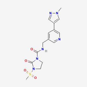 molecular formula C15H18N6O4S B2559929 N-((5-(1-甲基-1H-吡唑-4-基)吡啶-3-基)甲基)-3-(甲基磺酰基)-2-氧代咪唑烷-1-甲酰胺 CAS No. 2034231-91-7