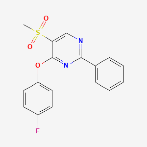 molecular formula C17H13FN2O3S B2559932 4-(4-氟苯氧基)-5-(甲磺酰基)-2-苯基嘧啶 CAS No. 478080-85-2