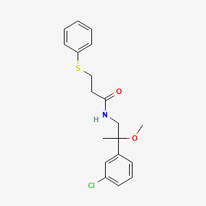 molecular formula C19H22ClNO2S B2559933 N-(2-(3-氯苯基)-2-甲氧基丙基)-3-(苯硫基)丙酰胺 CAS No. 1795470-84-6