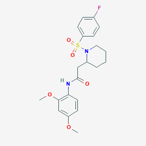 molecular formula C21H25FN2O5S B2559934 N-(2,4-dimethoxyphenyl)-2-(1-((4-fluorophenyl)sulfonyl)piperidin-2-yl)acetamide CAS No. 1021090-32-3