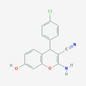 molecular formula C16H11ClN2O2 B255996 2-amino-4-(4-chlorophenyl)-7-hydroxy-4H-chromene-3-carbonitrile 