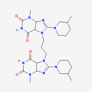 molecular formula C27H38N10O4 B2559968 3-methyl-7-{3-[3-methyl-8-(3-methylpiperidin-1-yl)-2,6-dioxo-2,3,6,7-tetrahydro-1H-purin-7-yl]propyl}-8-(3-methylpiperidin-1-yl)-2,3,6,7-tetrahydro-1H-purine-2,6-dione CAS No. 1787896-55-2