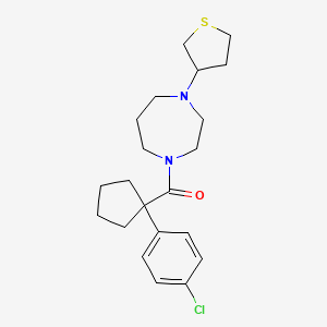 molecular formula C21H29ClN2OS B2559971 (1-(4-Chlorophenyl)cyclopentyl)(4-(tetrahydrothiophen-3-yl)-1,4-diazepan-1-yl)methanone CAS No. 2319637-39-1