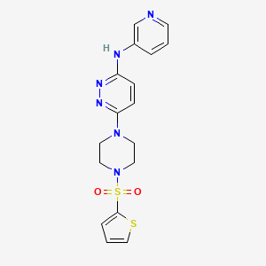 molecular formula C17H18N6O2S2 B2559973 N-(pyridin-3-yl)-6-(4-(thiophen-2-ylsulfonyl)piperazin-1-yl)pyridazin-3-amine CAS No. 1021250-33-8