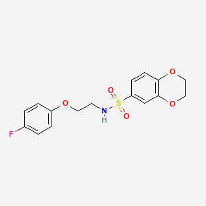 molecular formula C16H16FNO5S B2559974 N-[2-(4-fluorophenoxy)ethyl]-2,3-dihydro-1,4-benzodioxine-6-sulfonamide CAS No. 333429-66-6