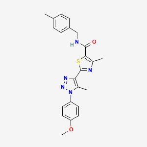 molecular formula C23H23N5O2S B2559983 2-(1-(4-methoxyphenyl)-5-methyl-1H-1,2,3-triazol-4-yl)-4-methyl-N-(4-methylbenzyl)thiazole-5-carboxamide CAS No. 1207050-12-1