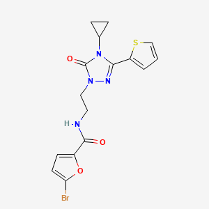 molecular formula C16H15BrN4O3S B2559984 5-bromo-N-(2-(4-cyclopropyl-5-oxo-3-(thiophen-2-yl)-4,5-dihydro-1H-1,2,4-triazol-1-yl)ethyl)furan-2-carboxamide CAS No. 1448067-27-3