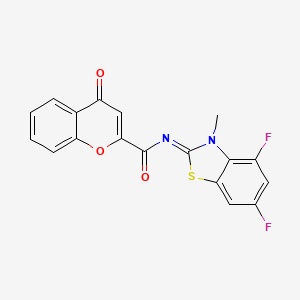 molecular formula C18H10F2N2O3S B2559990 N-(4,6-difluoro-3-methyl-1,3-benzothiazol-2-ylidene)-4-oxochromene-2-carboxamide CAS No. 868375-10-4