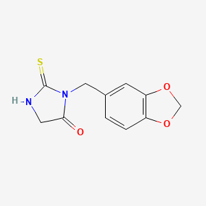 molecular formula C11H10N2O3S B2559993 3-(1,3-苯并二氧杂环-5-基甲基)-2-硫代亚氨基咪唑烷-4-酮 CAS No. 899736-21-1