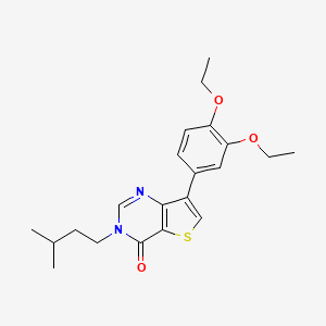 molecular formula C21H26N2O3S B2560014 7-(3,4-diethoxyphenyl)-3-(3-methylbutyl)thieno[3,2-d]pyrimidin-4(3H)-one CAS No. 1207058-43-2