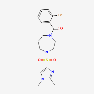 molecular formula C17H21BrN4O3S B2560027 (2-bromophenyl)(4-((1,2-dimethyl-1H-imidazol-4-yl)sulfonyl)-1,4-diazepan-1-yl)methanone CAS No. 1903471-12-4