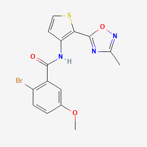 molecular formula C15H12BrN3O3S B2560037 2-bromo-5-methoxy-N-(2-(3-methyl-1,2,4-oxadiazol-5-yl)thiophen-3-yl)benzamide CAS No. 1797962-11-8