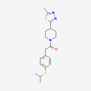 molecular formula C19H25N3OS2 B2560041 2-(4-(异丙硫基)苯基)-1-(4-(5-甲基-1,3,4-噻二唑-2-基)哌啶-1-基)乙酮 CAS No. 1396883-17-2