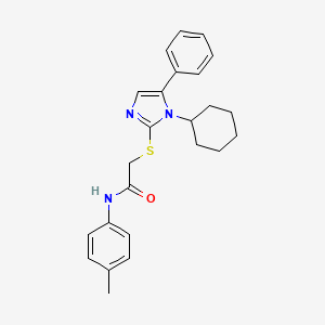 molecular formula C24H27N3OS B2560043 2-((1-环己基-5-苯基-1H-咪唑-2-基)硫代)-N-(对甲苯基)乙酰胺 CAS No. 1207026-01-4