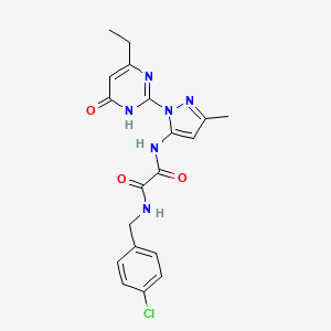 molecular formula C19H19ClN6O3 B2560049 N1-(4-chlorobenzyl)-N2-(1-(4-ethyl-6-oxo-1,6-dihydropyrimidin-2-yl)-3-methyl-1H-pyrazol-5-yl)oxalamide CAS No. 1013889-62-7