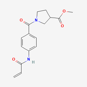 molecular formula C16H18N2O4 B2560051 Methyl 1-[4-(prop-2-enoylamino)benzoyl]pyrrolidine-3-carboxylate CAS No. 2361695-18-1