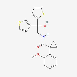 molecular formula C21H21NO3S2 B2560053 N-(2-hydroxy-2-(thiophen-2-yl)-2-(thiophen-3-yl)ethyl)-1-(2-methoxyphenyl)cyclopropanecarboxamide CAS No. 2034400-71-8
