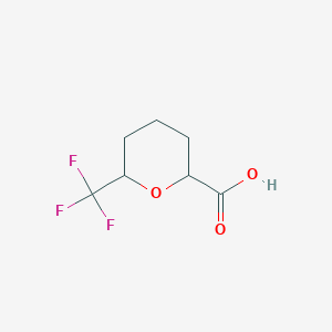 molecular formula C7H9F3O3 B2560056 6-(Trifluoromethyl)oxane-2-carboxylic acid CAS No. 2580251-99-4