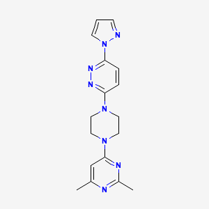 molecular formula C17H20N8 B2560059 2,4-Dimethyl-6-[4-(6-pyrazol-1-ylpyridazin-3-yl)piperazin-1-yl]pyrimidine CAS No. 2415634-61-4