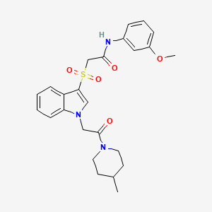 molecular formula C25H29N3O5S B2560084 N-(3-methoxyphenyl)-2-((1-(2-(4-methylpiperidin-1-yl)-2-oxoethyl)-1H-indol-3-yl)sulfonyl)acetamide CAS No. 878059-76-8