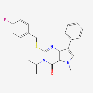 2-{[(4-fluorophenyl)methyl]sulfanyl}-5-methyl-7-phenyl-3-(propan-2-yl)-3H,4H,5H-pyrrolo[3,2-d]pyrimidin-4-one