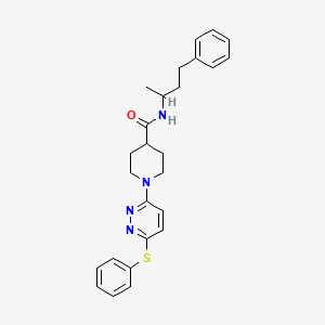 molecular formula C26H30N4OS B2560101 N-(1-methyl-3-phenylpropyl)-1-[6-(phenylthio)pyridazin-3-yl]piperidine-4-carboxamide CAS No. 1223920-77-1