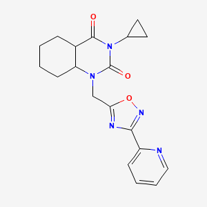 molecular formula C19H15N5O3 B2560109 3-Cyclopropyl-1-{[3-(pyridin-2-yl)-1,2,4-oxadiazol-5-yl]methyl}-1,2,3,4-tetrahydroquinazoline-2,4-dione CAS No. 2320857-95-0