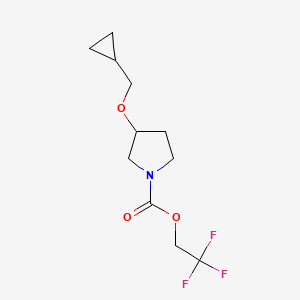 molecular formula C11H16F3NO3 B2560116 2,2,2-Trifluoroethyl 3-(cyclopropylmethoxy)pyrrolidine-1-carboxylate CAS No. 2034307-84-9