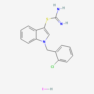 molecular formula C16H15ClIN3S B2560117 1-(2-Chlorobenzyl)-1H-indol-3-yl imidothiocarbamate hydroiodide CAS No. 1049785-15-0
