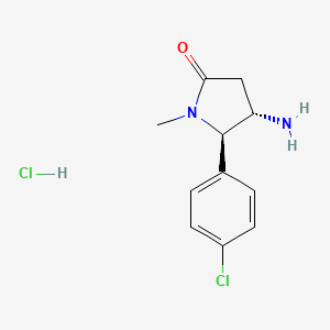 molecular formula C11H14Cl2N2O B2560120 Rac-(4R,5S)-4-amino-5-(4-chlorophenyl)-1-methylpyrrolidin-2-one hydrochloride CAS No. 2155840-47-2
