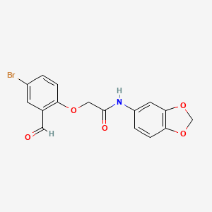 molecular formula C16H12BrNO5 B2560121 N-(1,3-苯并二氧杂环-5-基)-2-(4-溴-2-甲酰苯氧基)乙酰胺 CAS No. 874641-84-6