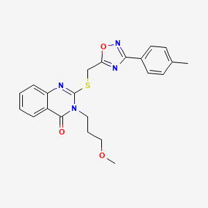 molecular formula C22H22N4O3S B2560122 3-(3-Methoxypropyl)-2-({[3-(4-methylphenyl)-1,2,4-oxadiazol-5-yl]methyl}sulfanyl)-3,4-dihydroquinazolin-4-one CAS No. 946352-82-5