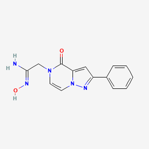 molecular formula C14H13N5O2 B2560125 (1Z)-N'-hydroxy-2-(4-oxo-2-phenylpyrazolo[1,5-a]pyrazin-5(4H)-yl)ethanimidamide CAS No. 1255790-96-5