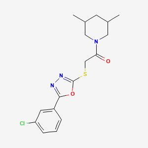 molecular formula C17H20ClN3O2S B2560128 1-({[5-(3-Chlorophenyl)-1,3,4-oxadiazol-2-yl]thio}acetyl)-3,5-dimethylpiperidine CAS No. 850937-62-1