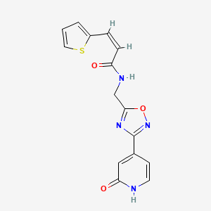 (Z)-N-((3-(2-oxo-1,2-dihydropyridin-4-yl)-1,2,4-oxadiazol-5-yl)methyl)-3-(thiophen-2-yl)acrylamide