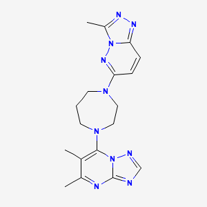 molecular formula C18H22N10 B2560153 5,6-Dimethyl-7-[4-(3-methyl-[1,2,4]triazolo[4,3-b]pyridazin-6-yl)-1,4-diazepan-1-yl]-[1,2,4]triazolo[1,5-a]pyrimidine CAS No. 2319635-31-7