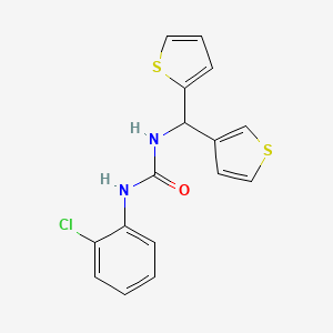 molecular formula C16H13ClN2OS2 B2560160 1-(2-Chlorophenyl)-3-(thiophen-2-yl(thiophen-3-yl)methyl)urea CAS No. 2034420-45-4