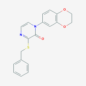 molecular formula C19H16N2O3S B2560163 3-(benzylthio)-1-(2,3-dihydro-1,4-benzodioxin-6-yl)pyrazin-2(1H)-one CAS No. 899943-80-7