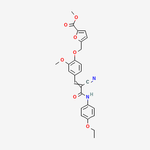 molecular formula C26H24N2O7 B2560164 Methyl 5-[(4-{2-cyano-2-[(4-ethoxyphenyl)carbamoyl]eth-1-en-1-yl}-2-methoxyphenoxy)methyl]furan-2-carboxylate CAS No. 865148-99-8