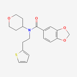 N-(tetrahydro-2H-pyran-4-yl)-N-(2-(thiophen-2-yl)ethyl)benzo[d][1,3]dioxole-5-carboxamide