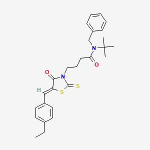 molecular formula C27H32N2O2S2 B2560171 (Z)-N-benzyl-N-(tert-butyl)-4-(5-(4-ethylbenzylidene)-4-oxo-2-thioxothiazolidin-3-yl)butanamide CAS No. 315244-12-3