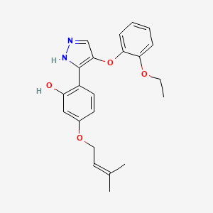 molecular formula C22H24N2O4 B2560182 2-(4-(2-ethoxyphenoxy)-1H-pyrazol-3-yl)-5-((3-methylbut-2-en-1-yl)oxy)phenol CAS No. 1010868-15-1