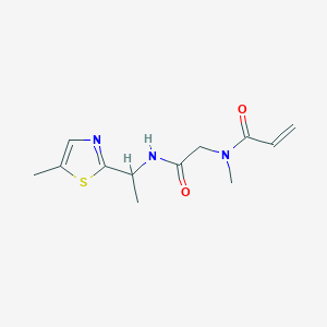molecular formula C12H17N3O2S B2560190 N-Methyl-N-[2-[1-(5-methyl-1,3-thiazol-2-yl)ethylamino]-2-oxoethyl]prop-2-enamide CAS No. 2197801-11-7