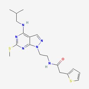 molecular formula C18H24N6OS2 B2560207 N-(2-(4-(异丁基氨基)-6-(甲硫基)-1H-吡唑并[3,4-d]嘧啶-1-基)乙基)-2-(噻吩-2-基)乙酰胺 CAS No. 941896-63-5
