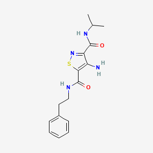 molecular formula C16H20N4O2S B2560219 4-amino-N~3~-isopropyl-N~5~-(2-phenylethyl)isothiazole-3,5-dicarboxamide CAS No. 1286732-65-7