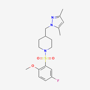 4-((3,5-dimethyl-1H-pyrazol-1-yl)methyl)-1-((5-fluoro-2-methoxyphenyl)sulfonyl)piperidine