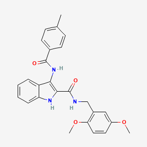 molecular formula C26H25N3O4 B2560222 N-[(2,5-dimethoxyphenyl)methyl]-3-(4-methylbenzamido)-1H-indole-2-carboxamide CAS No. 1030126-61-4