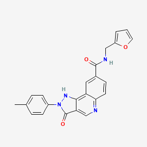molecular formula C23H18N4O3 B2560223 4-(4-butylphenyl)-6-chloro-4H-1,4-benzothiazine-2-carbonitrile 1,1-dioxide CAS No. 1251601-53-2